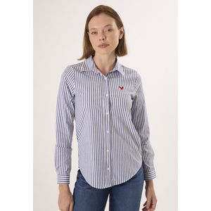 Felix Hardy Gestreepte Overhemd - Overhemden - 97% Katoen Dames Navy - L