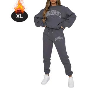 Livano Joggingpak - Huispak - Volwassenen - Trainingspak - Comfortabel - Joggingsbroek - Tracksuit - Dames - Winter - Donkergrijs - S