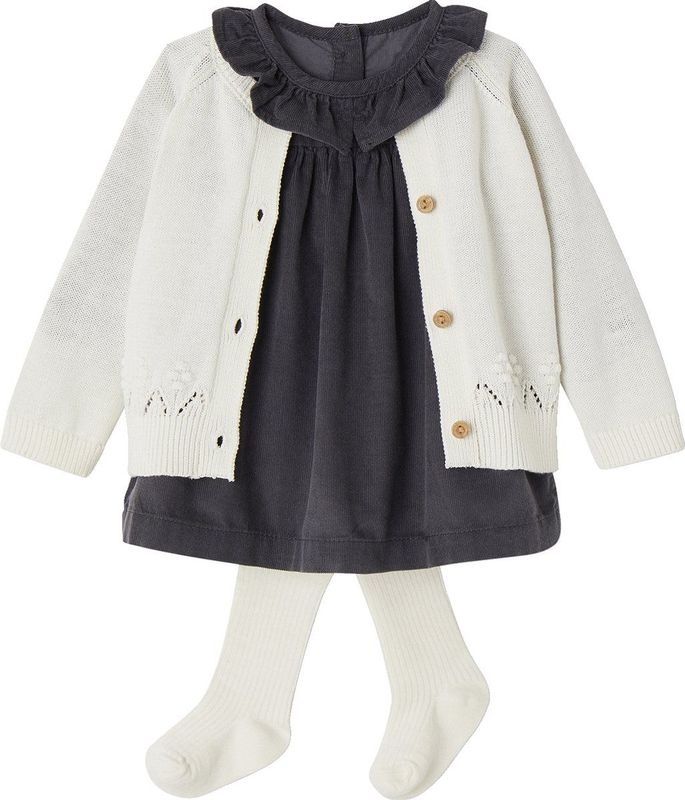 Vertbaudet - 3-delige Babyset - Gilet - Jurk - Maillot - Meisjesbaby