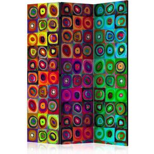 Vouwscherm - Kleurrijk abstract 135x172cm , gemonteerd geleverd (kamerscherm), dubbelzijdig geprint