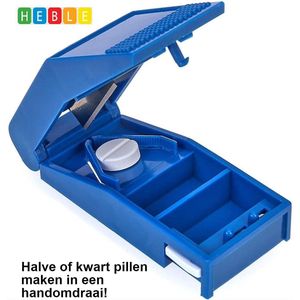 *** Pillensnijder bewaardoosje voor pillen medicijnsnijder - Blauw - splitter - pill cutter - van Heble® ***