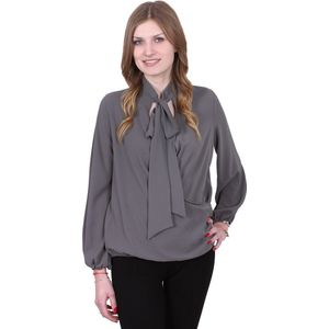 John Zack Elegante grijze blouse met stropdassen