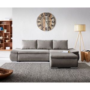 Hoekbank Abilene 260x175 cm Khaki bruin slaapfunctie Ottomaan Variabel sofa