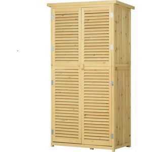 Tuinkast hout - Opbergkasten met deuren - Tuinhuis - Tuinschuur - Schuur voor gereedschap - 87 x 46,5 x 160 cm