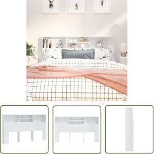 vidaXL Hoofdbordkast - Hoogglans Wit - 180 cm Hoofd Bordkast - Hoofdkast - Slaapkamer Meubels - Houten Hoofdbordkast - Wit Hoofdbordkast