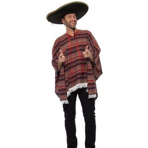 Partychimp Luxe Geweven Mexicaanse Poncho Carnavalskleding Heren - Polyester/Katoen - Multicolor - One-Size