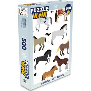 Puzzel Paarden - Wit - Stippen - Meisjes - Kinderen - Meiden - Legpuzzel - Puzzel 500 stukjes