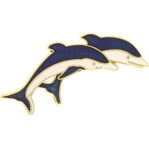 Behave Broche dolfijnen blauw wit emaille