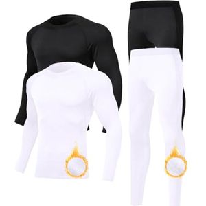 Thermisch Ondergoed Set voor Mannen - Fleece Gevoerd Basislaag - Warm Compressiekostuum met Leggings en Shirts voor de Winter
