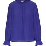 Blouse - Effen - Gedrapeerd - Plissé - Losse Pasvorm - Lange Mouw