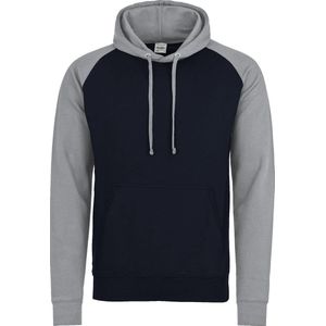 Awdis Gewoon Hoods Volwassenen Unisex Two Tone Hooded Honkbal Sweatshirt/Hoodie (Marine Oxford / Heather Grey)