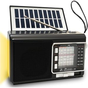 Draagbare radio met zonnepaneel en 1200 mAh batterij voor outdoor activiteiten