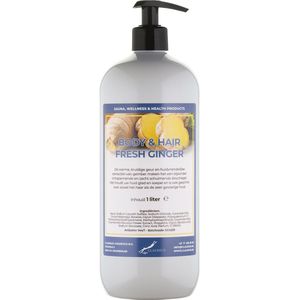Body & Hair Fresh Ginger 1 liter - met gratis pomp - 2 in 1 voor lichaam en haar.