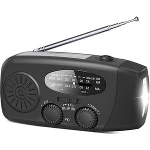 Noodradio Weer-radio zonne-crank draagbare-radio-crank radio-noodsituatie met mobiele-telefoon-oplaadfunctie LED-zaklamp 1000 mAh batterij dynamo camping zaklamp SOS USB