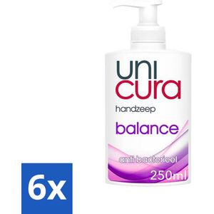 Unicura - Vloeibare Handzeep - Anti Bacterieel - Balans - 250 ml - Voordeelverpakking - 6 stuks