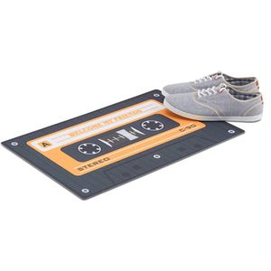 Relaxdays deurmat retro - voetmat cassettebandje - schoonloopmat casette - droogloopmat