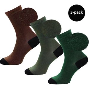 WeirdoSox dames sokken - Party glitter giftbox - 3-pack - Groen / Zee Groen / Karamel Goud - Dames - Maat 36-41