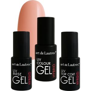 Set - Art de Lautrec Hybride - Gellak + Base + Top – Langhoudend – Voor UV/LED Lamp – Nude & Kleuren