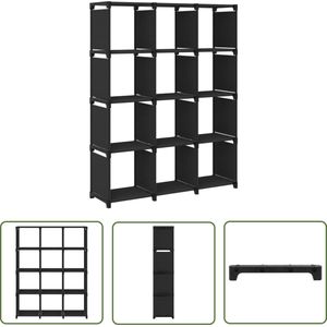 The Living Store Kast met 12 vakken 103x30x141 cm stof zwart - Vakkenkast - Opbergkast - Stofkast - Zwarte Kast - Modern Design