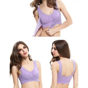 Sara Shop - Bustier - Brallete Lace BH - Voorgevormde BH zonder beugel - Lingerie BeHa - Comfy - Fitness - Yoga -PushUp - Filled - Yoga BeHa - Slaap BeHa - Ademend - Naadloos - Kanten BeHa - Lace Bra - Maat Xs - Paars