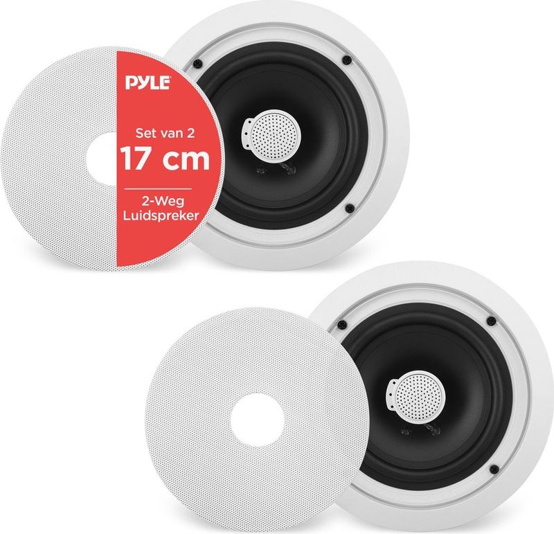 Pyle - Plafond/wandluidspreker - 16,5 cm - 2-weg luidsprekersysteem - Draaibare titanium tweeter