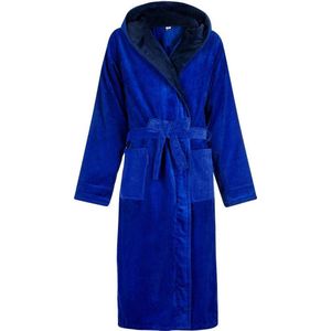 Badjas blauw tinten - unisex - 100% katoenen badjas - met capuchon