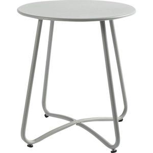 Ronde metalen bijzettafel voor terras - kleine salontafel voor tuin en woonkamer in grijs Garden table
