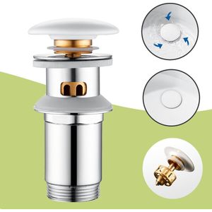 Auralum max Wastafel afvoerplug - Universele keramiek Afvoergarnituren met overloop - Pop-Up Ventiel met Filtermand - Chroom
