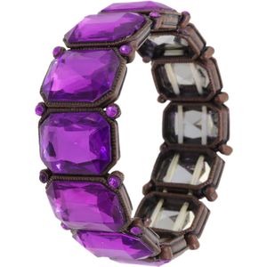 Behave – armband – paars – antiek koperkleurig – elastisch – statement – nikkelvrij