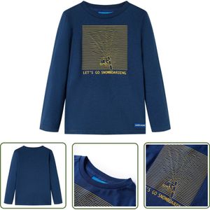 vidaXL Meisjeskleding - Kinderkleding - Kindershirt met lange mouwen 92 marineblauw - Jongenskleding - Langmouwshirts - Blauwe Shirts