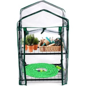 Kinzo Broeikas Kweekkas 45 x 50 x 80 cm - Tuinkas Met 2 Verdiepingen - Compacte Broeikast Voor Planten en Kweekbak - Weerbestendig en Transparant