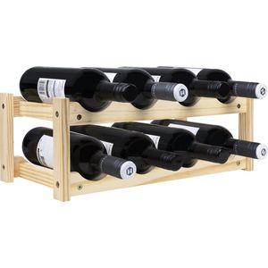 QUVIO Wijnrek / Wijnrek hout / Wijnrekken / Wijnrek staand / Wijnkast / Wijnaccessoires - Voor 8 flessen liggend - Hout