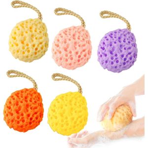 5-Delige Douche Spons, Douche Spons Lichaam, Spons Lichaam Scrub Herbruikbaar, Exfoliërende Douche Spons, Honingraat Douche Spons (Veelkleurig)