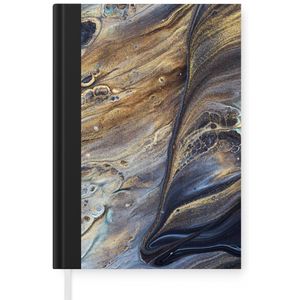 Notitieboek - Schrijfboek - Marmer print - Goud - Waterverf - Textuur - Marmerlook - Notitieboekje klein - A5 formaat - Schrijfblok