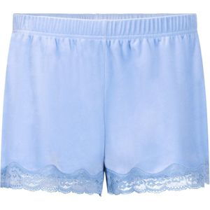 Hunkemöller - Nachtmode Short - Blauw - Velours met Kant