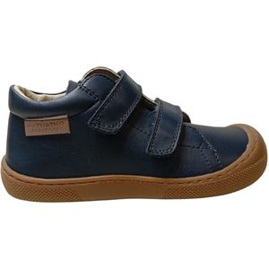 Naturino barefoot - Amur VL - Mt 19 - velcro's bumper effen lederen sneakers - Navy - brede voeten