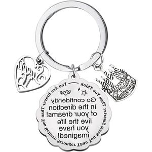 Inspirerende 16e verjaardag sleutelhanger - ""Go Confidently in the Direction of your Dream"" zilver M