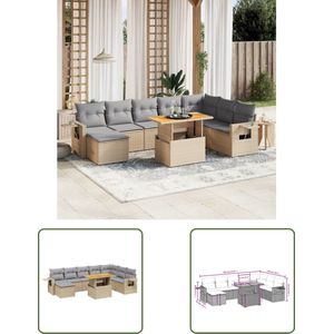 The Living Store Loungeset Beige PE-Rattan - 62 x 62 x 69 cm - Modulair Design