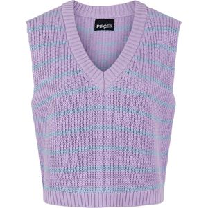 Pieces Trui Pcoliviana V-neck Knit Vest Bc 17122051 Lavendula/kentucky Blue Dames Maat - L