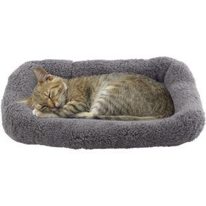 Kattenbed, hondenbed, zacht kattenkussen, pluche, warmtemat voor kleine honden/kat/konijnen, 42 cm x 28 cm, grijs