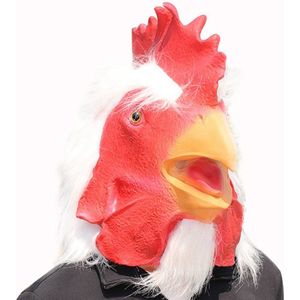 TECQX Luxe Haan Masker - Verkleedmasker - Dierenmasker - Hanen Masker - Kippenmasker voor Kinderen en Volwassenen - Halloween - Carnaval Masker - Wit/Rood