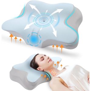 TRANKIELO® – Ergonomisch Cervicaal Traagschuimkussen – Orthopedisch Steunkussen voor Nekpijn Verlichting – Geschikt voor Zij-, Rug-, Buikslapers – Met Afneembare Hoes – Dubbele Hoogte Optie