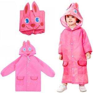 Regenjas capuchon - Peuter regenjas 4-6 jaar - Kinder regenjas - Regenpak – Jas – Regen – Regenponcho – Rabbit – One size - Roze - LOUZIR