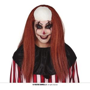 Fiestas Guirca - Pruik clown bruin haar kaal hoofd - Carnaval - Carnaval pruik - Carnaval accessoires - Pruiken