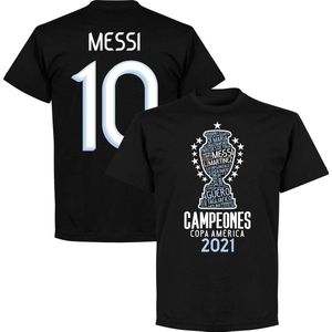 Argentinië Copa America 2021 Winners Messi 10 T-Shirt - Zwart - Kinderen - 128