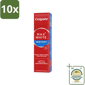 10 x Colgate Tandpasta Max White Optic 75 ml - Grootverpakking - Tandpasta - Witte Tanden - Optische Whitening - Direct Wittere Tanden - Tanden Poetsen