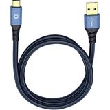 Oehlbach USB Plus C3 USB 3.2 Gen 1 (USB 3.0) [1x USB 3.2 Gen 1 stekker A (USB 3.0) - 1x USB-C stekker] 1.00 m Blauw Ver