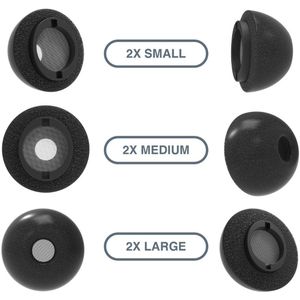 Foam eartips geschikt voor Samsung Galaxy Buds3 Pro Galaxy Buds3 Pro - Zwart - 6× Mix (2×S + 2×M + 2×L) - memory foam opzet oortjes - foamigo®