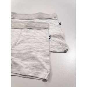 Woody - Jongens short Duopack - Wit/Grijs Gestreept - Basis ondergoed - 4 jaar