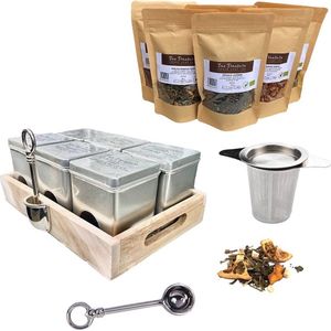 Tea Treasure Theeplateau - Healthy - Theedoos - Losse Thee - Maatschep - Theeplateau -Theeblikken -Theebeleving- Theegeschenk - Cadeau